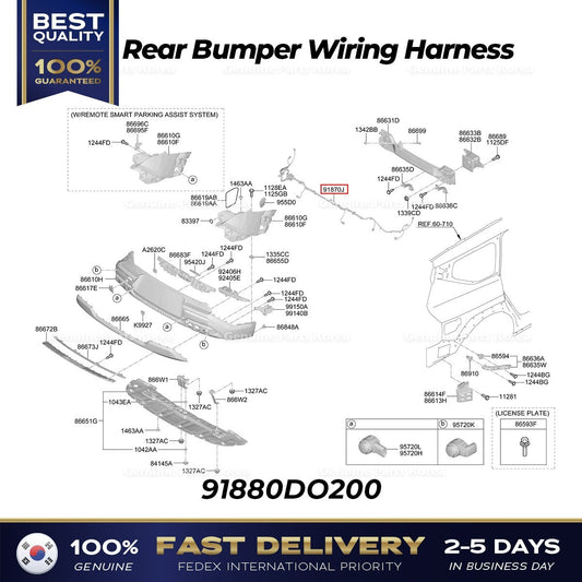 Genuine Rear Bumper Wiring Harness 91880DO200 for Kia EV9