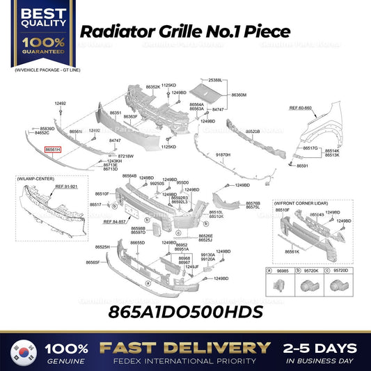 Genuine Radiator Grille No.1 Piece 865A1DO500HDS for Kia EV9