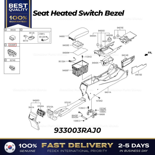 Genuine Seat Heated Switch Bezel 933003RAJ0 for Kia Cadenza