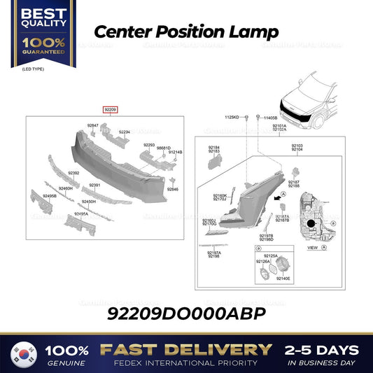 Genuine Center Position Lamp 92209DO000ABP for Kia EV9