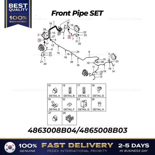 Genuine Front Pipe SET 4863008B04 4865008B03 for Ssangyong Rexton