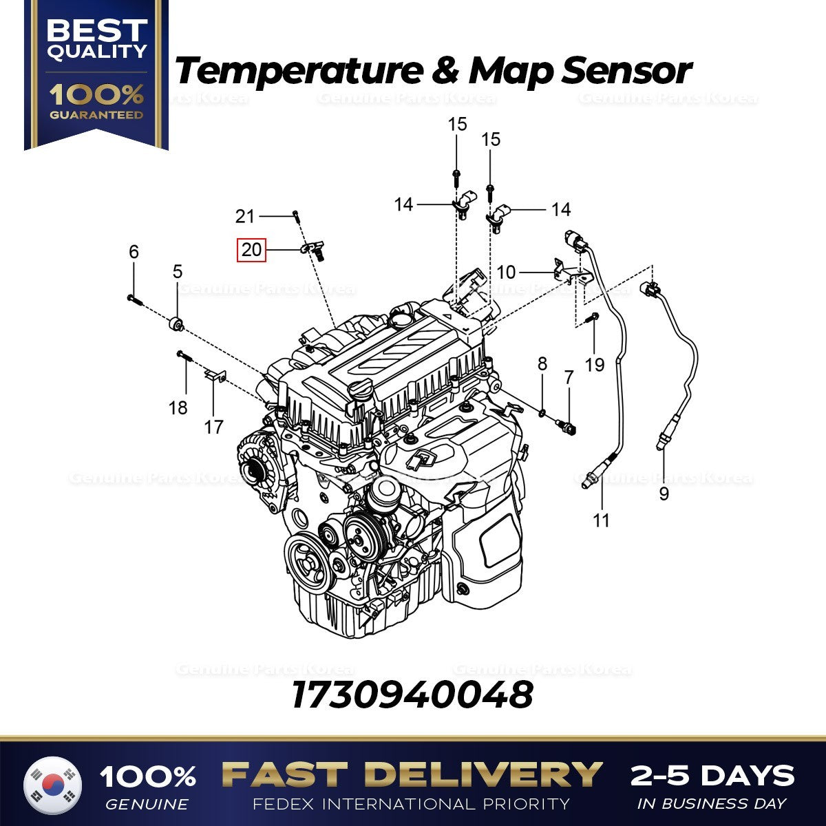 Genuine Temperature & Map Sensor 1730940048 for Ssangyong Tivoli