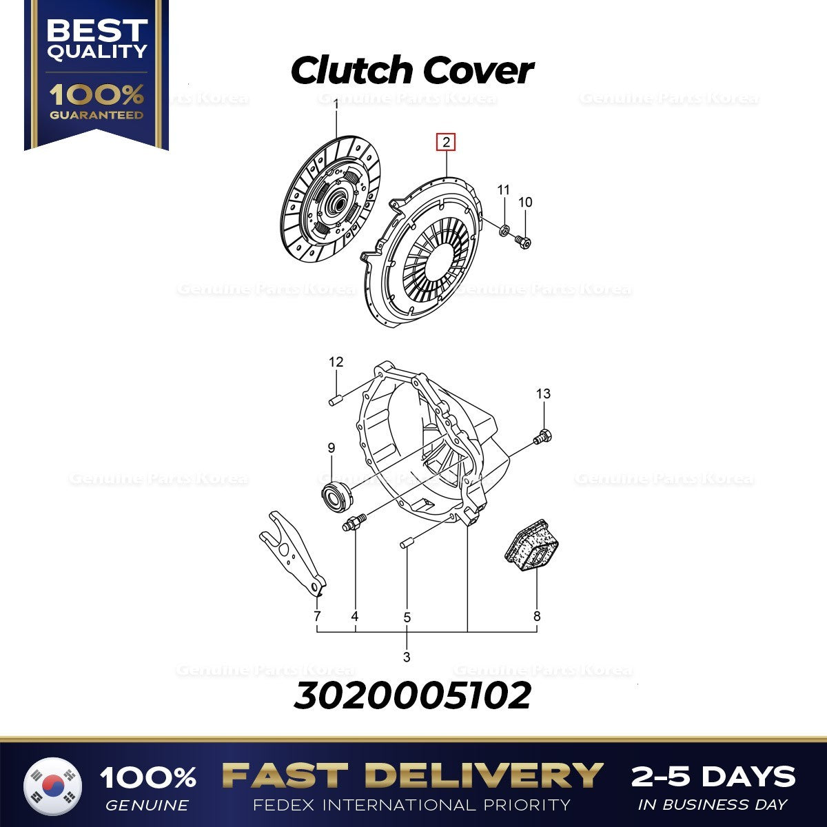 Genuine Clutch Cover 3020005102 for Ssangyong Musso Korando