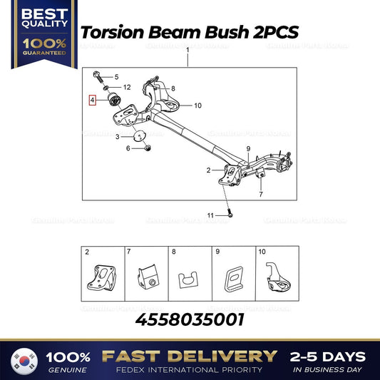 Genuine Torsion Beam Bush 2PCS 4558035001 for Ssangyong Tivoli