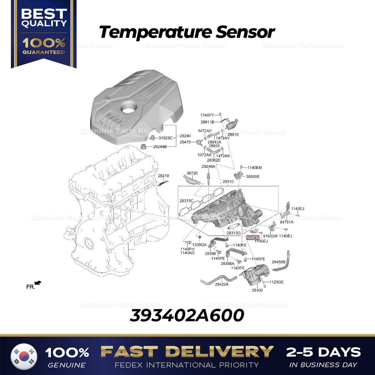 Genuine Temperature Sensor 393402A600 for Hyundai Genesis G70