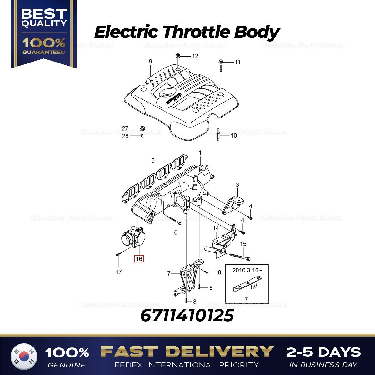 Genuine Electric Throttle Body 6711410125 for Ssangyong Rexton