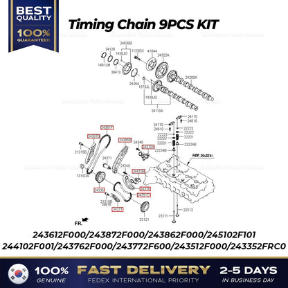 Genuine Timing Chain 9PCS KIT for Hyundai Santa Fe