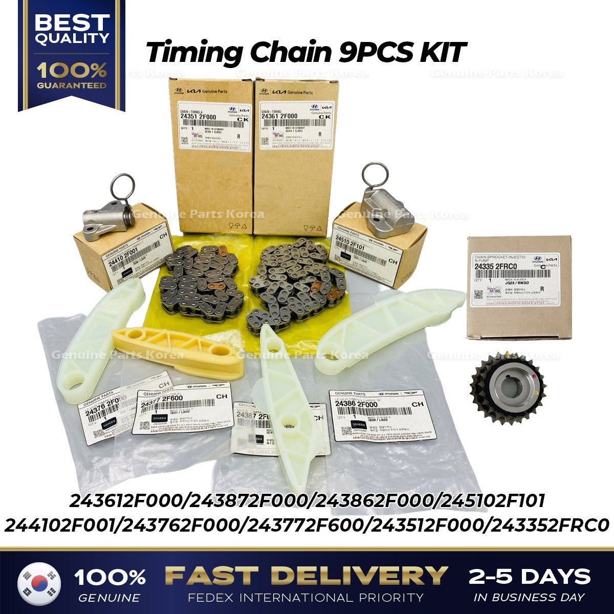 Genuine Timing Chain 9PCS KIT for Hyundai Santa Fe