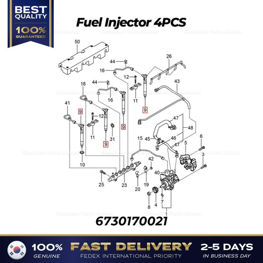 Genuine Fuel Injector 4PCS 6730170021 for Ssangyong Tivoli Beautiful Korando
