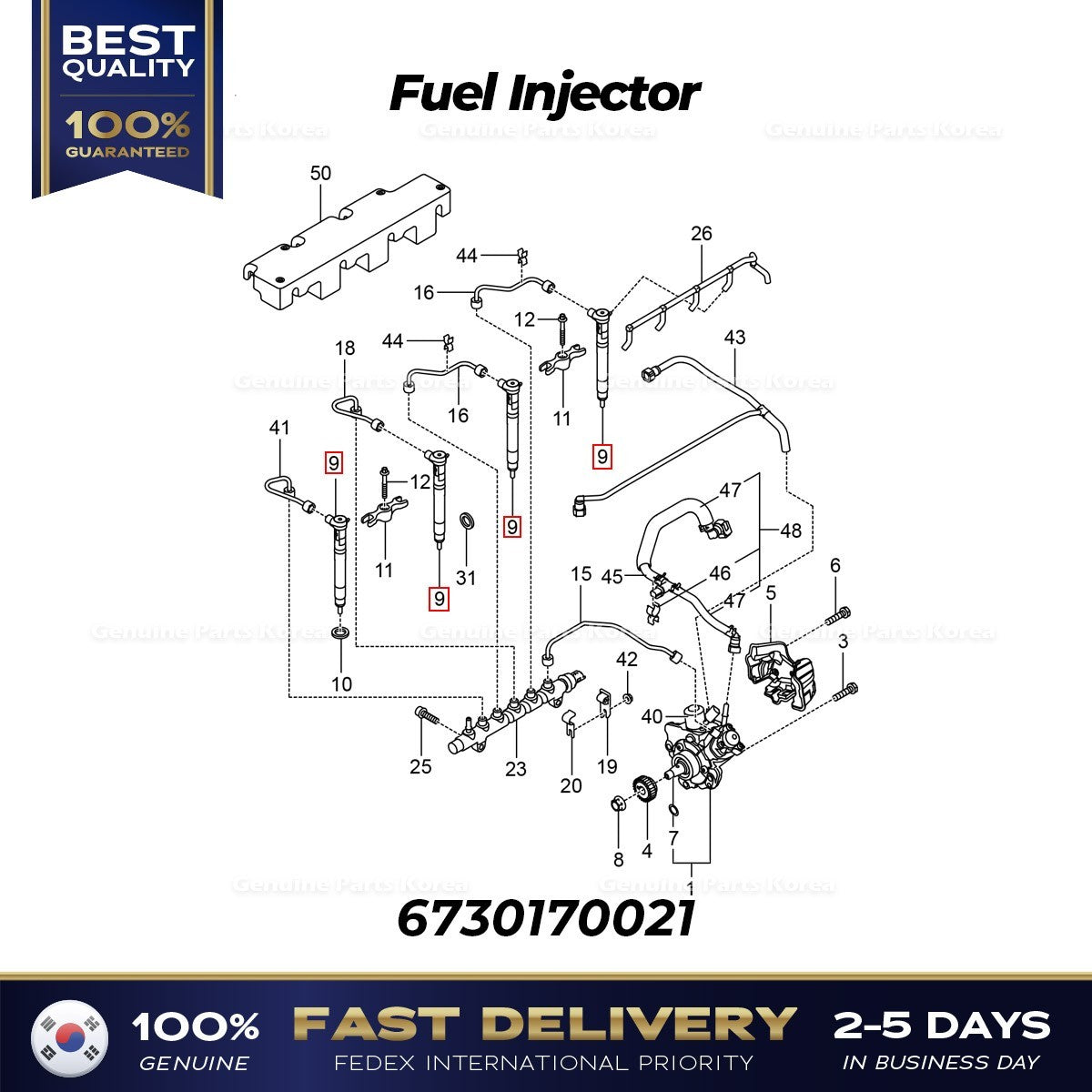 Genuine Fuel Injector 6730170021 for Ssangyong Tivoli Beautiful Korando
