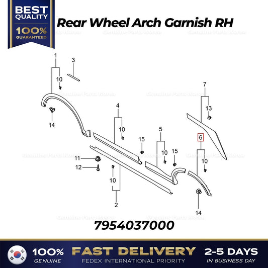 Genuine Rear Wheel Arch Garnish RH 7954037000 for Beautiful Korando
