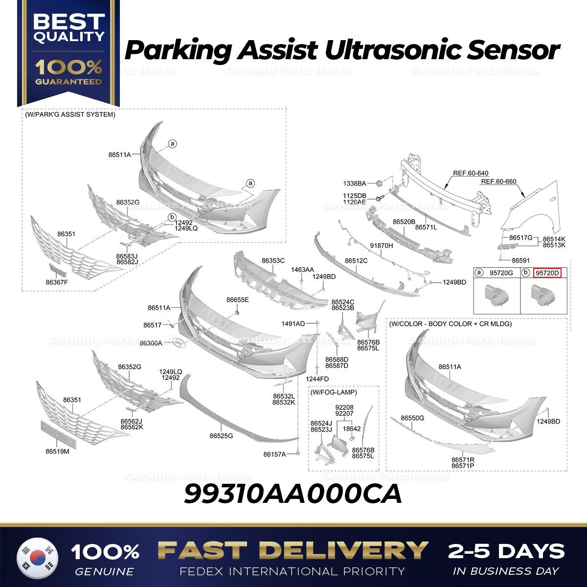 Genuine Parking Assist Ultrasonic Sensor 99310AA000CA for Hyundai Elantra