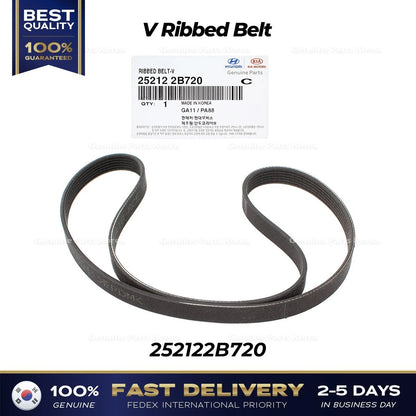 Genuine V Ribbed Belt 252122B720 for Hyundai Elantra Veloster Kia Forte