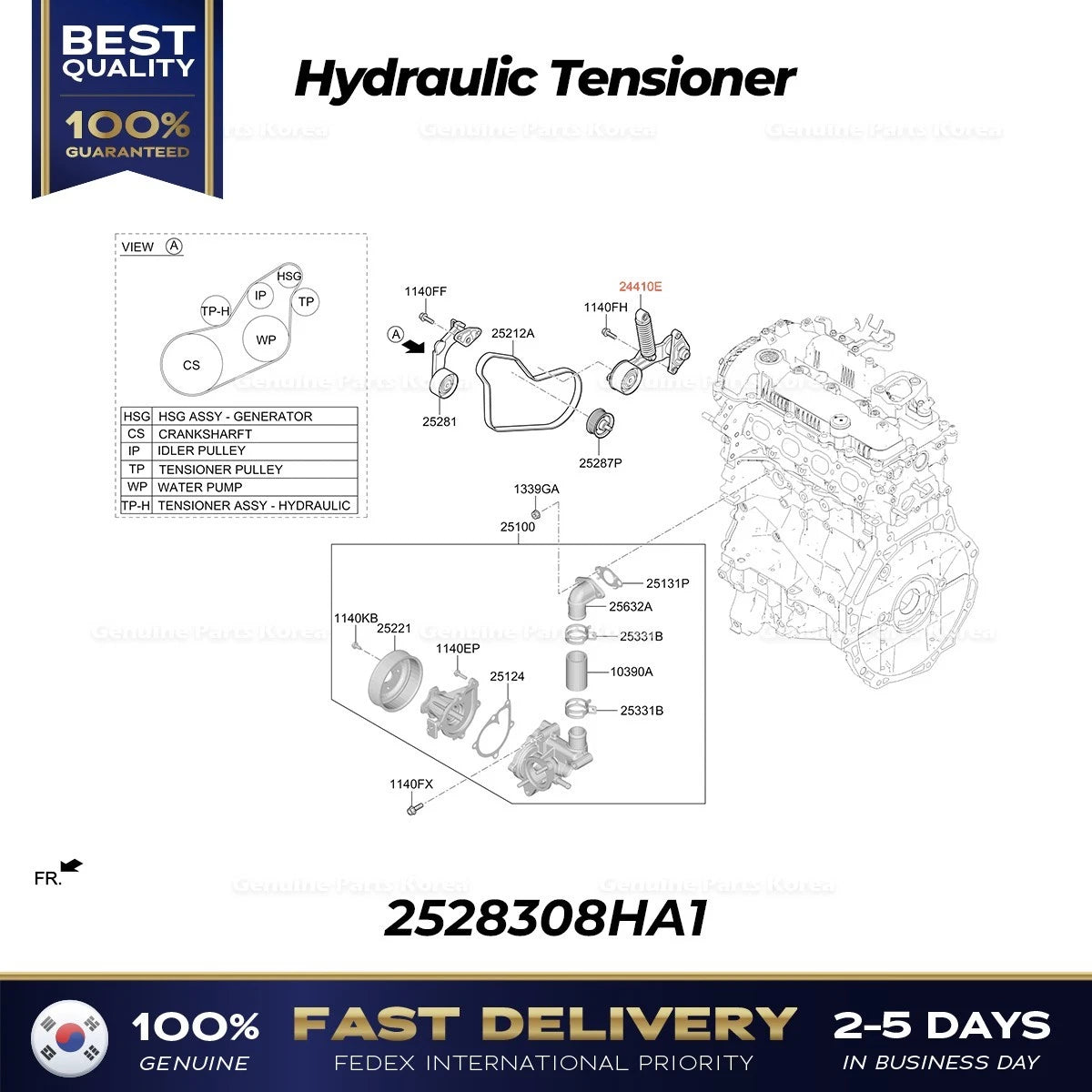 Genuine Hydraulic Tensioner 2528308HA1 for Hyundai Kona Hybrid Kia Niro Hybrid