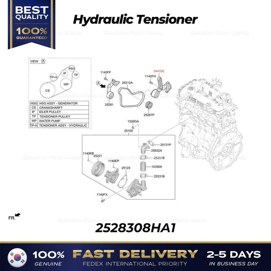 Genuine Hydraulic Tensioner 2528308HA1 for Hyundai Kona Hybrid Kia Niro Hybrid