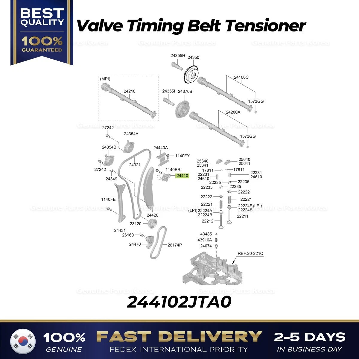 ⭐Genuine⭐ Valve Timing Belt Tensioner 244102JTA0 for Hyundai Sonata Kona