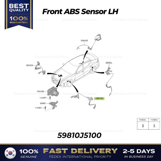 ⭐Genuine⭐ Front ABS Sensor LH 59810J5100 for Hyundai Genesis G70 Kia Stinger