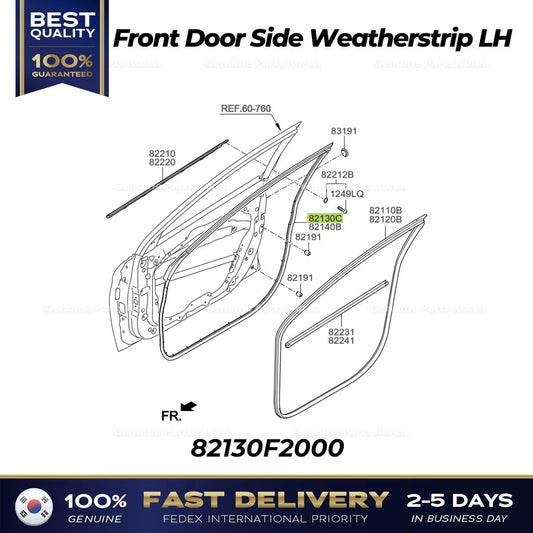 ⭐Genuine⭐ Front Door Side Weatherstrip LH 82130F2000 for Hyundai Elantra