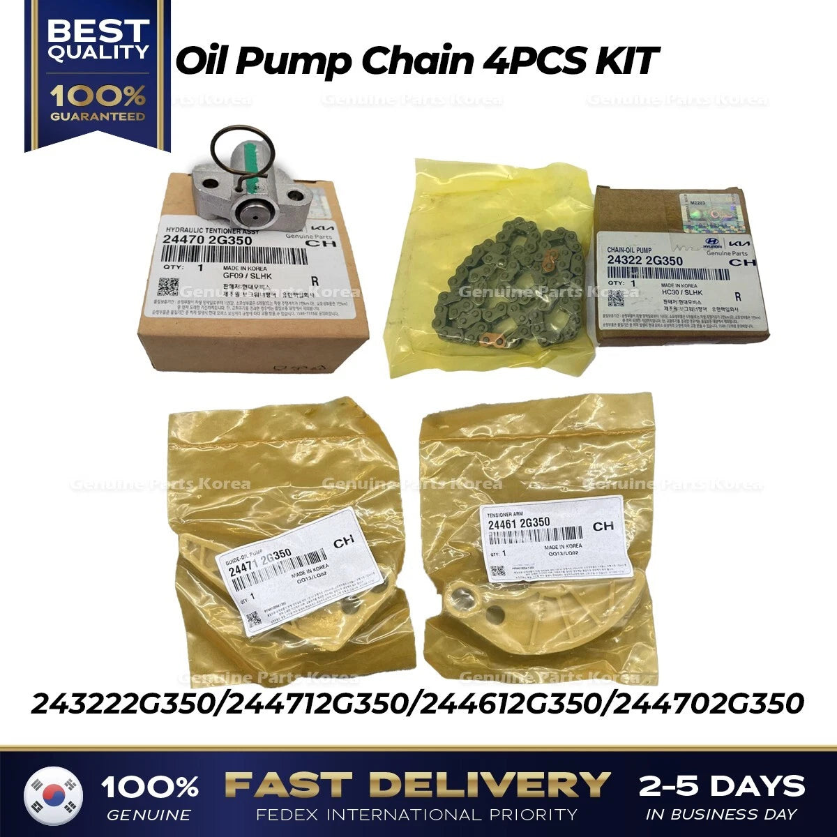 ⭐Genuine⭐ Oil Pump Chain 4PCS KIT for Hyundai Santa Fe Sport Sonata Kia Optima
