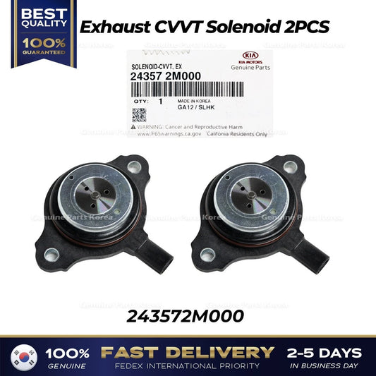 ⭐Genuine⭐ Exhaust CVVT Solenoid 2PCS 243572M000 for Hyundai Kia