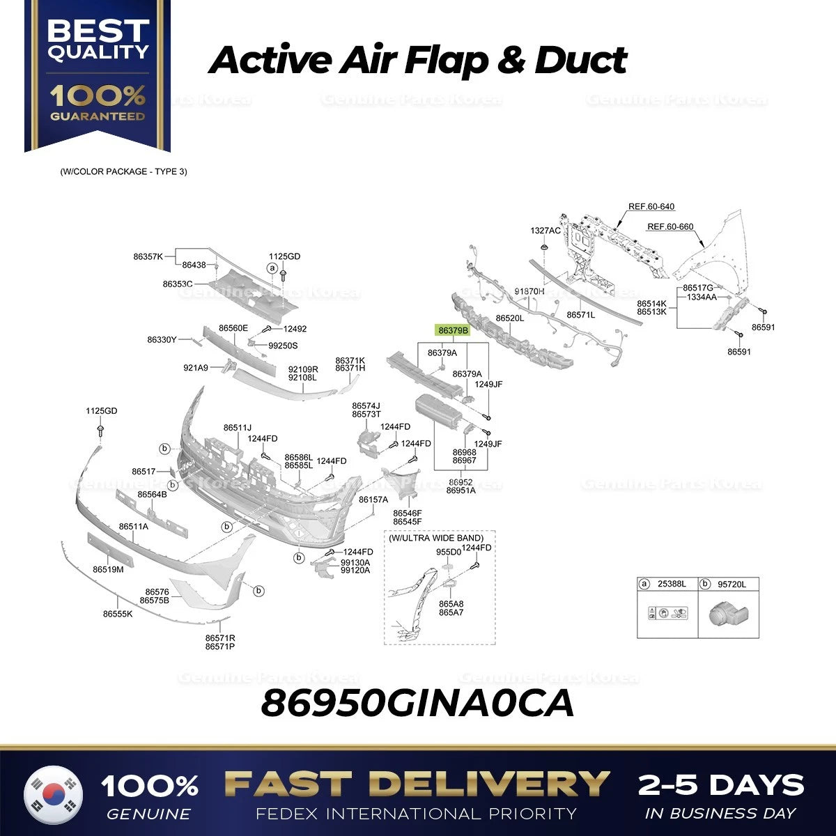⭐Genuine⭐ Active Air Flap & Duct 86950GINA0CA for Hyundai Ioniq 5
