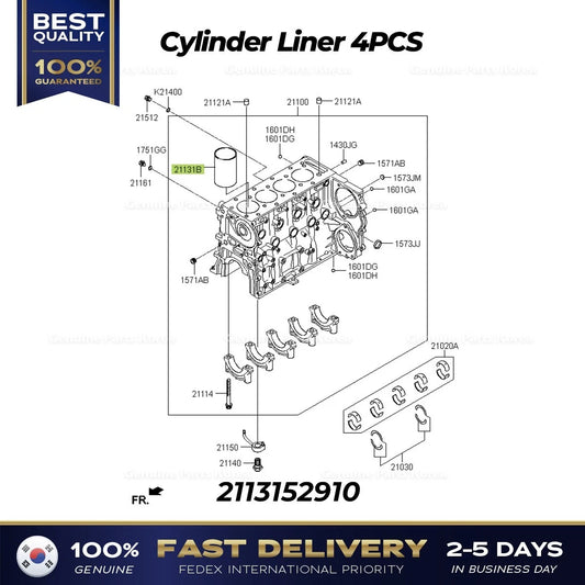 ⭐Genuine⭐ Cylinder Liner 4PCS 2113152910 for Hyundai E County
