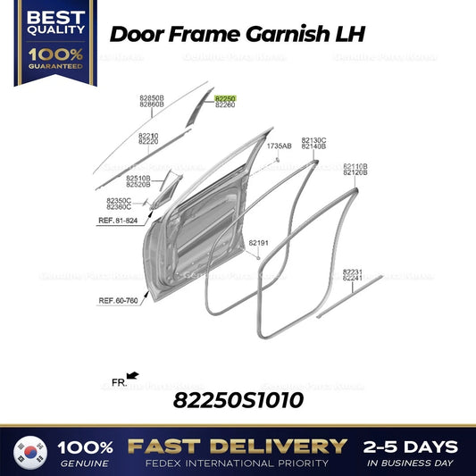 ⭐Genuine⭐ Door Frame Garnish LH 82250S1010 for Hyundai Santa Fe