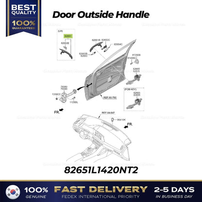 Genuine Door Outside Handle 82651L1420NT2 for Hyundai Sonata