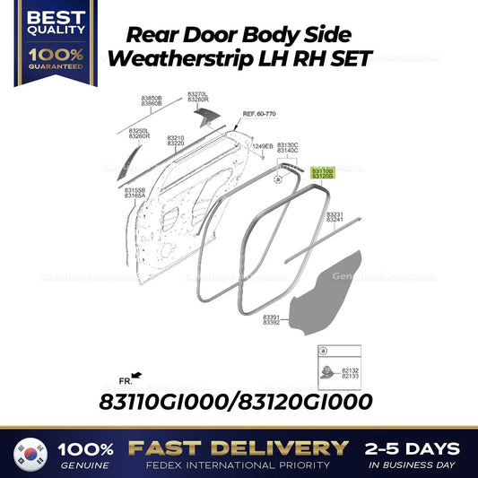 ⭐Genuine⭐ Rear Door Body Side Weatherstrip LH RH SET for Hyundai Ioniq 5