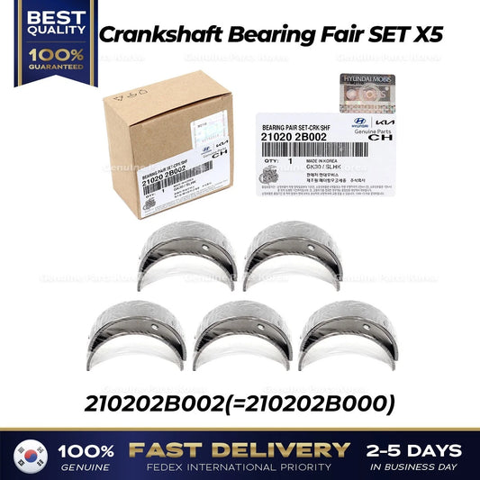 ⭐Genuine⭐ Crankshaft Bearing Fair SET 5PCS 210202B002 for Hyundai Kia