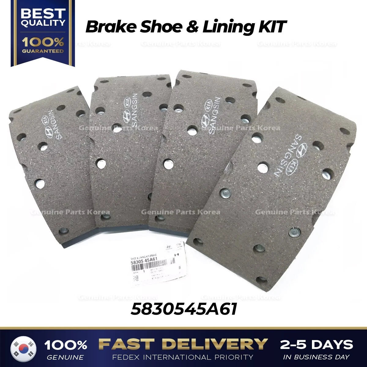 ⭐Genuine⭐ Brake Shoe & Lining KIT 5830545A61 for Hyundai E Mighty E County