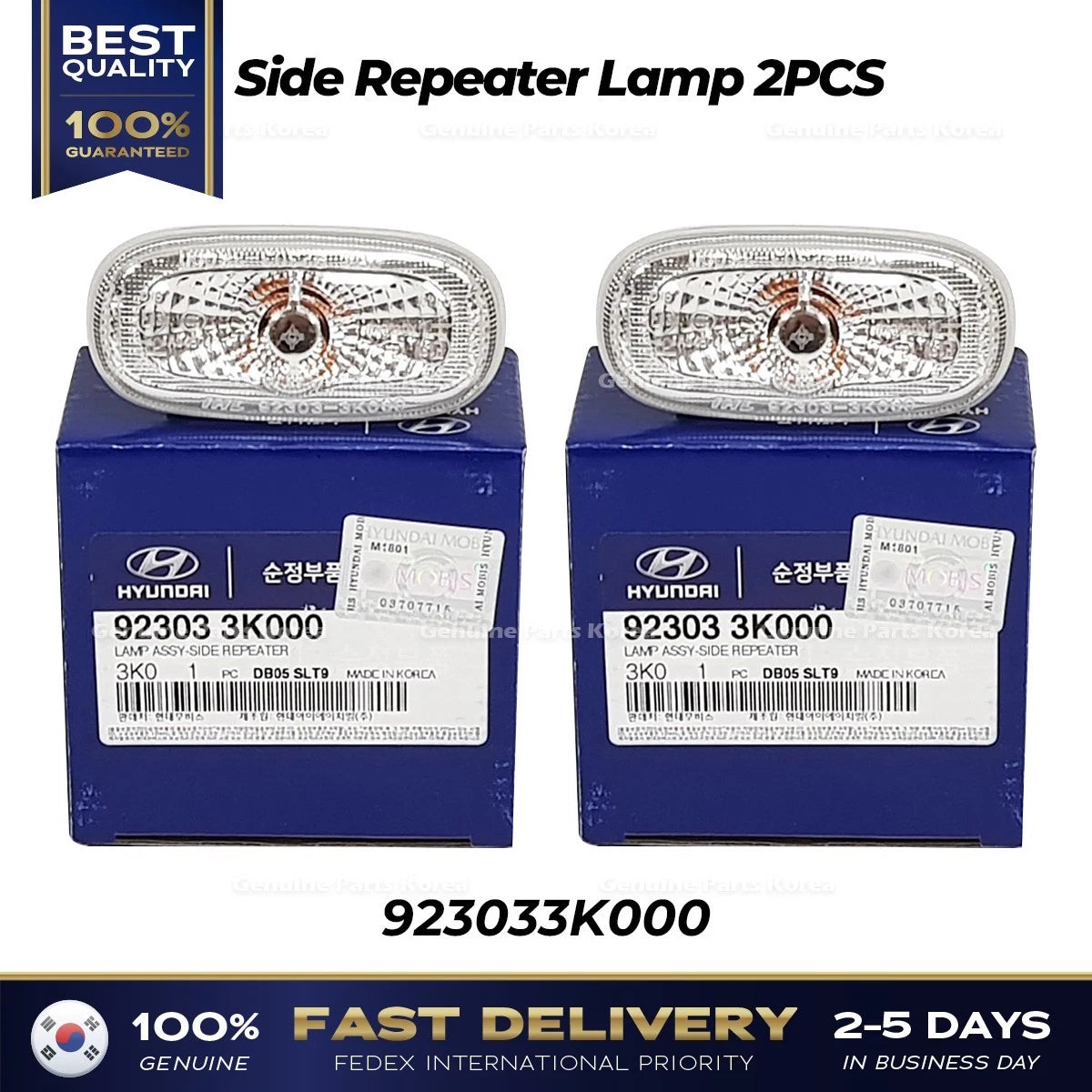 ⭐Genuine⭐ Side Repeater Lamp 2PCS 923033K000 for Hyundai Santa Fe