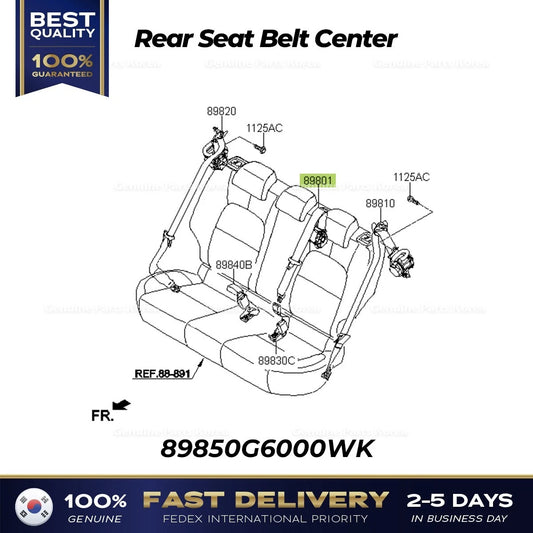 ⭐Genuine⭐ Rear Seat Belt Center 89850G6000WK for Kia Picanto