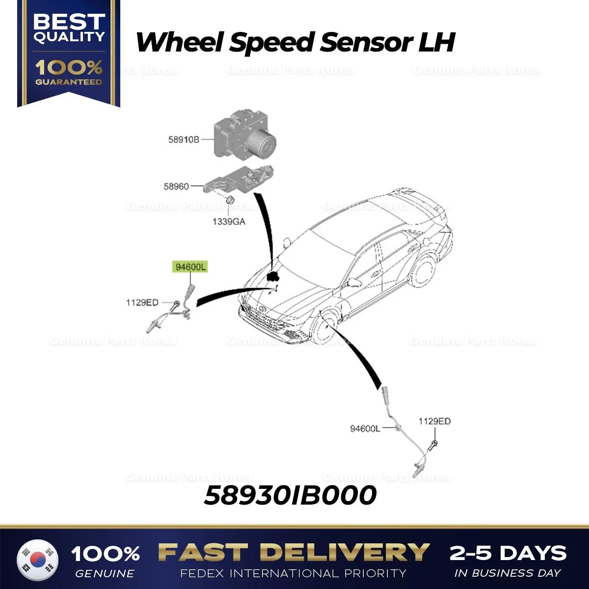 ⭐Genuine⭐ Wheel Speed Sensor LH 58930IB000 for Hyundai Elantra N