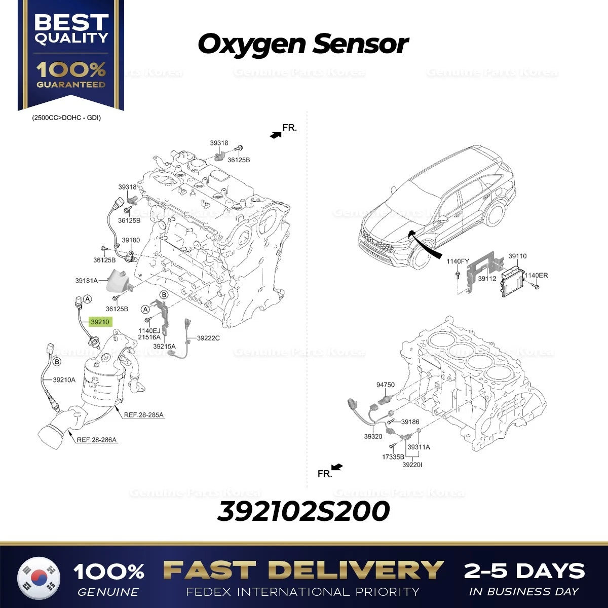 ⭐Genuine⭐ Oxygen Sensor 392102S200 for Hyundai Santa Fe Kia K5