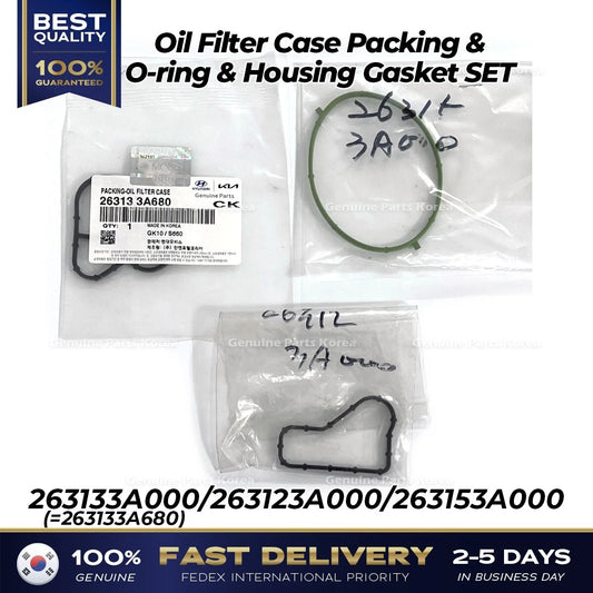 ⭐Genuine⭐ Oil Filter Case Packing & O-ring & Housing Gasket SET for Hyundai Kia