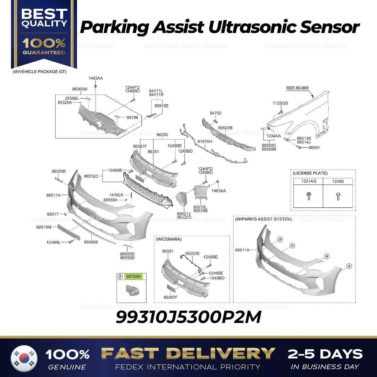 ⭐Genuine⭐ Parking Assist Ultrasonic Sensor 99310J5300P2M for Kia Stinger