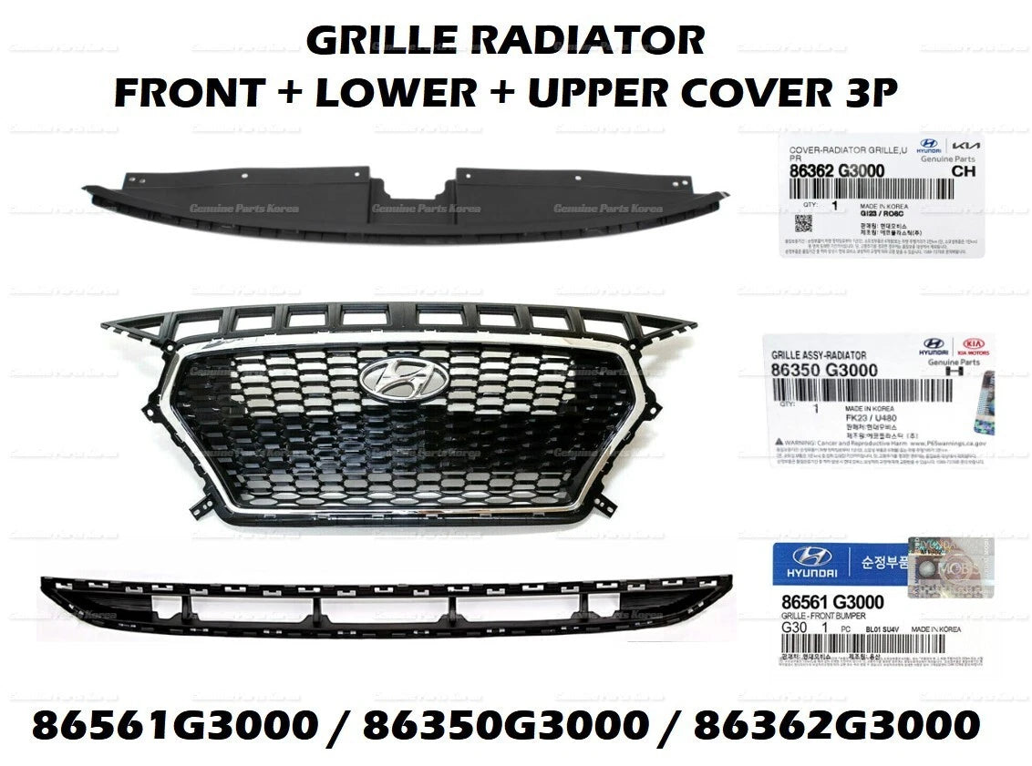 ⭐Genuine⭐ Radiator Grille Front + Lower + Upper 3P for Hyundai Elantra GT 18-20
