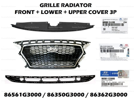 ⭐Genuine⭐ Radiator Grille Front + Lower + Upper 3P for Hyundai Elantra GT 18-20