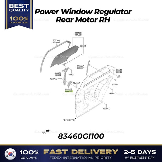 ⭐Genuine⭐ Power Window Regulator Rear Motor RH 83460GI100 for Hyundai Ioniq 5
