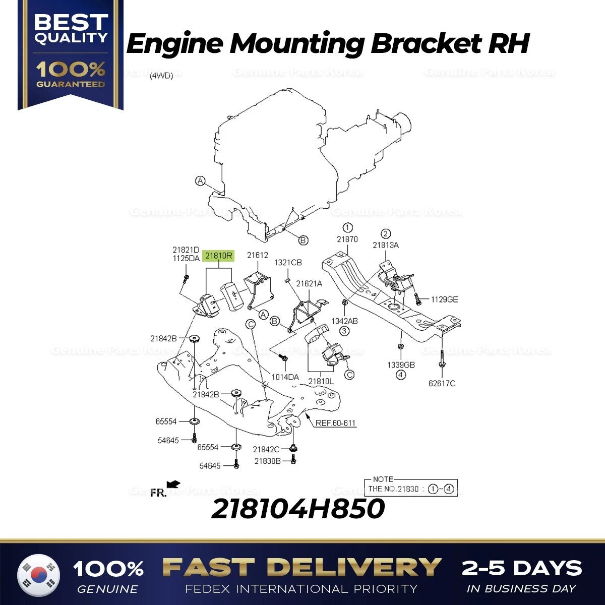 ⭐Genuine⭐ Engine Mounting Bracket RH 218104H850 for Hyundai H1 Grand Starex