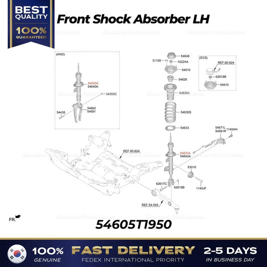 Genuine Front Shock Absorber LH 54605T1950 for Hyundai Genesis G80