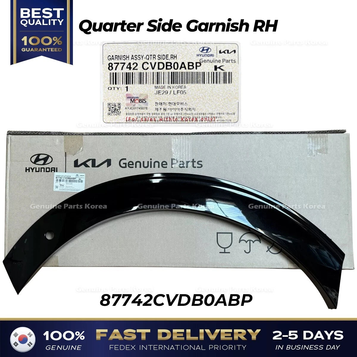 ⭐Genuine⭐ Quarter Side Garnish RH 87742CVDB0ABP for Kia EV6 GT
