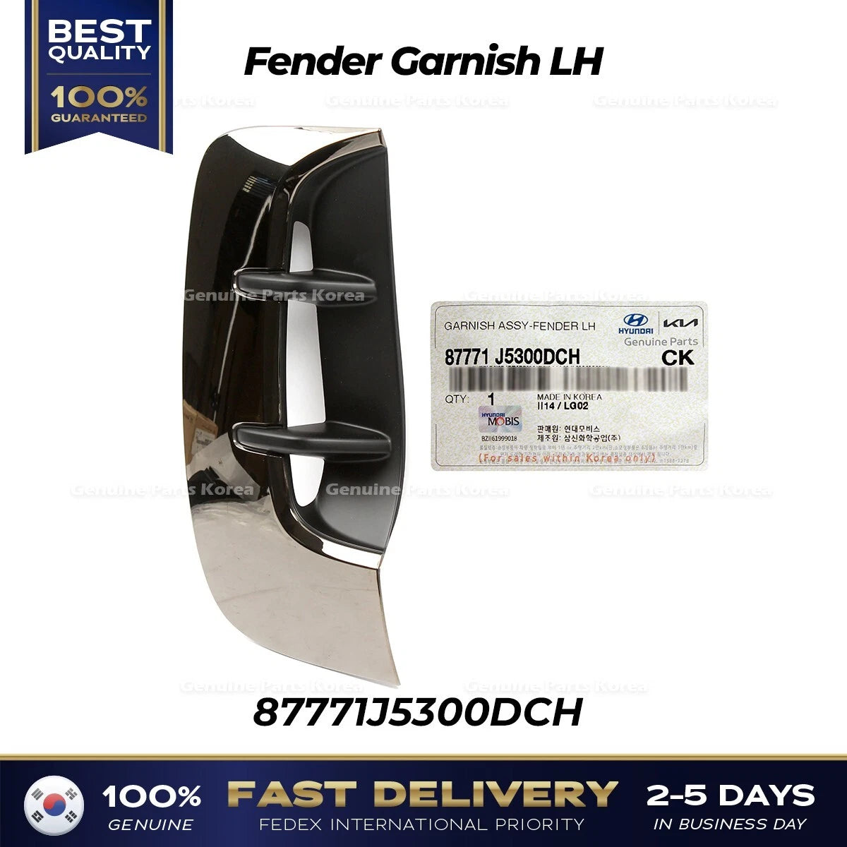 ⭐Genuine⭐ Fender Garnish LH 87771J5300DCH for Kia Stinger