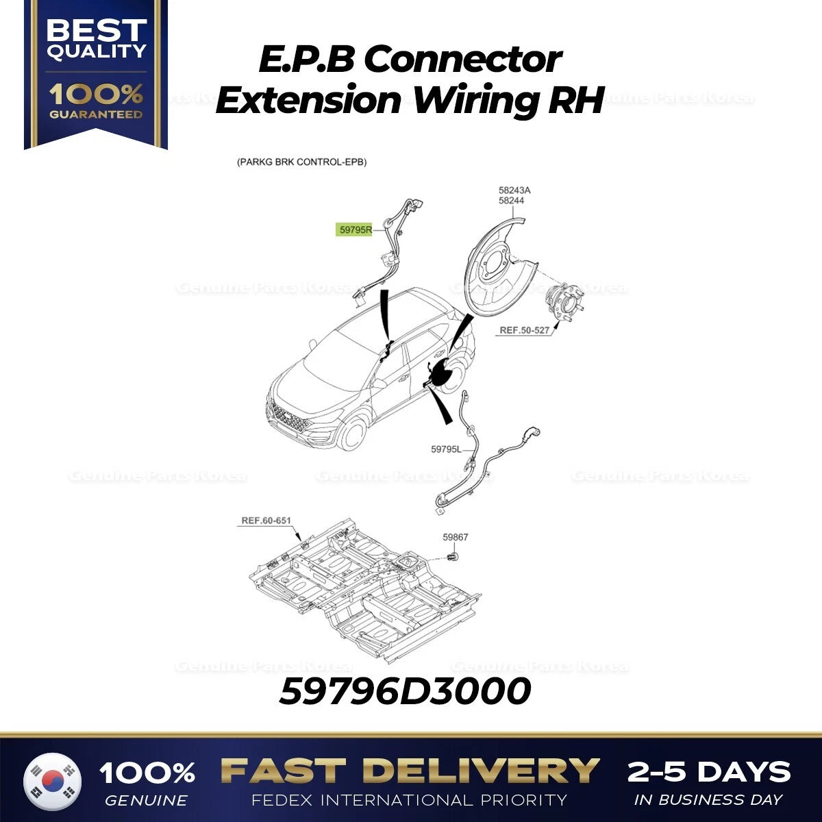 ⭐Genuine⭐ E.P.B Connector Extension Wiring RH 59796D3000 for Hyundai Tucso