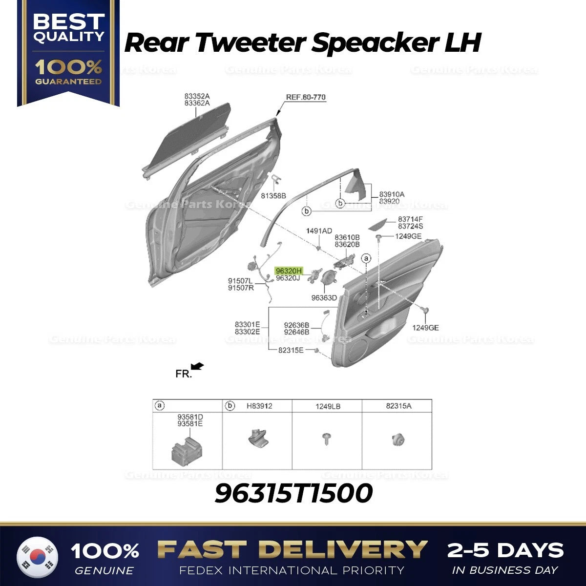 ⭐Genuine⭐ Rear Tweeter Speacker LH 96315T1500 for Hyundai Genesis G80