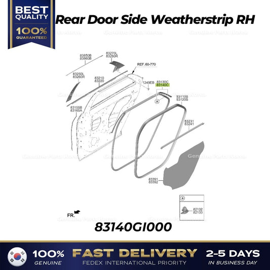 ⭐Genuine⭐ Rear Door Side Weatherstrip RH 83140GI000 for Hyundai Ioniq 5