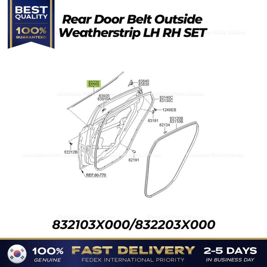 ⭐Genuine⭐ Rear Door Belt Outside Weatherstrip LH RH SET for Hyundai Elantra