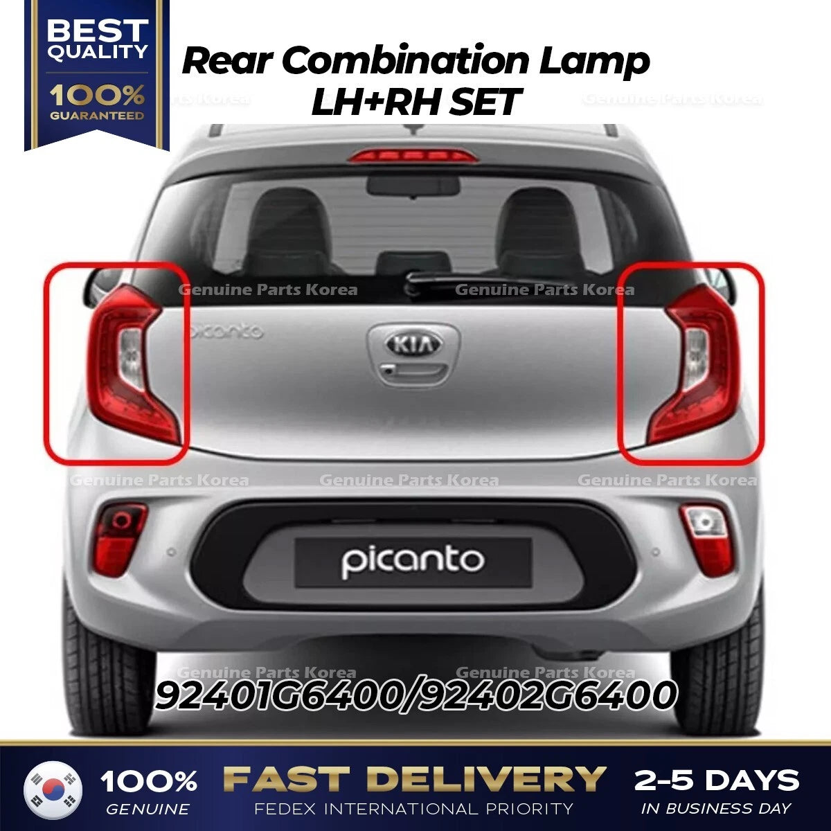 ⭐Genuine⭐ Rear Combination Lamp LH RH SET 92401G6400 92402G6400 for Kia Picanto
