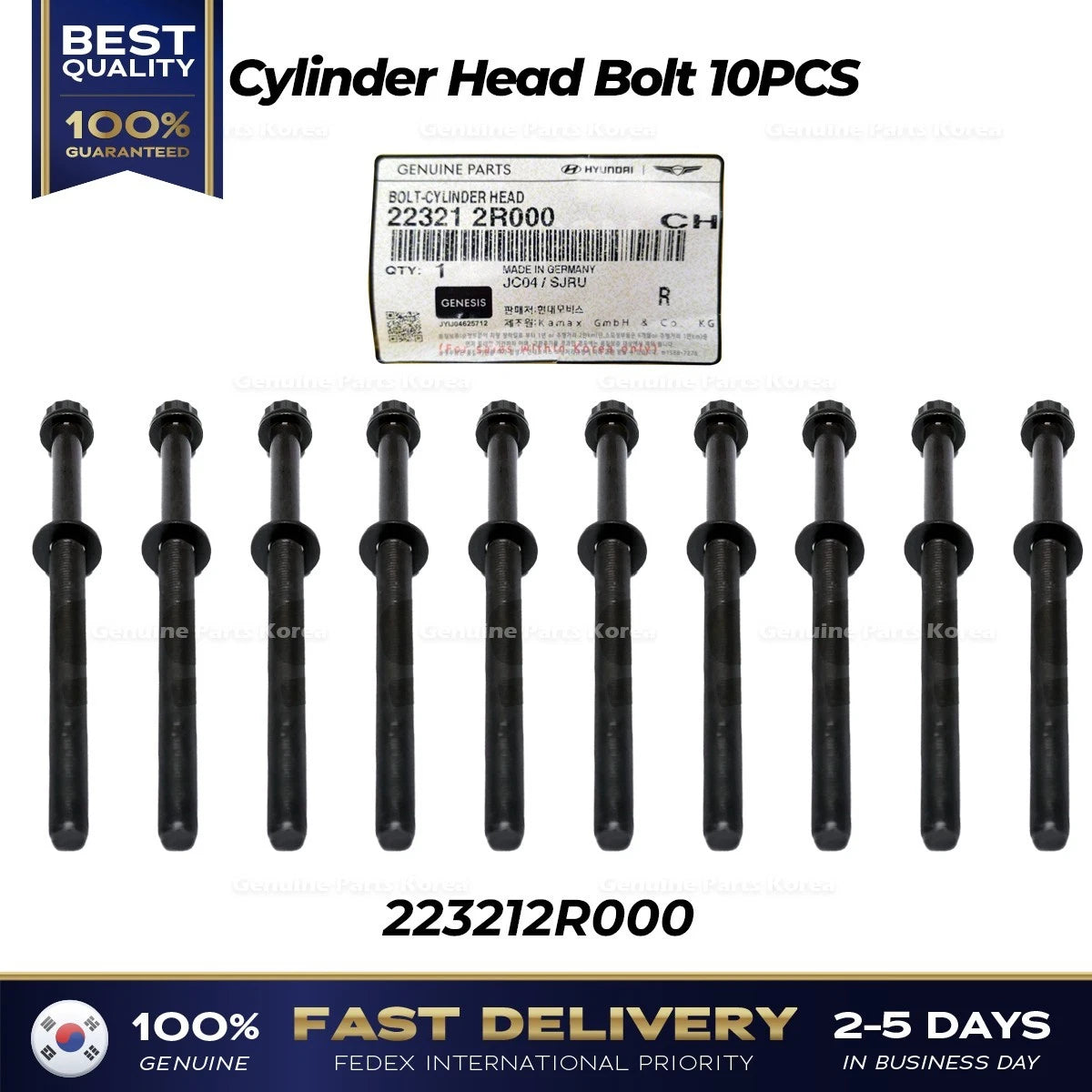 ⭐Genuine⭐ Cylinder Head Bolt 10PCS 223212R000 for Hyundai Genesis GV70 GV80